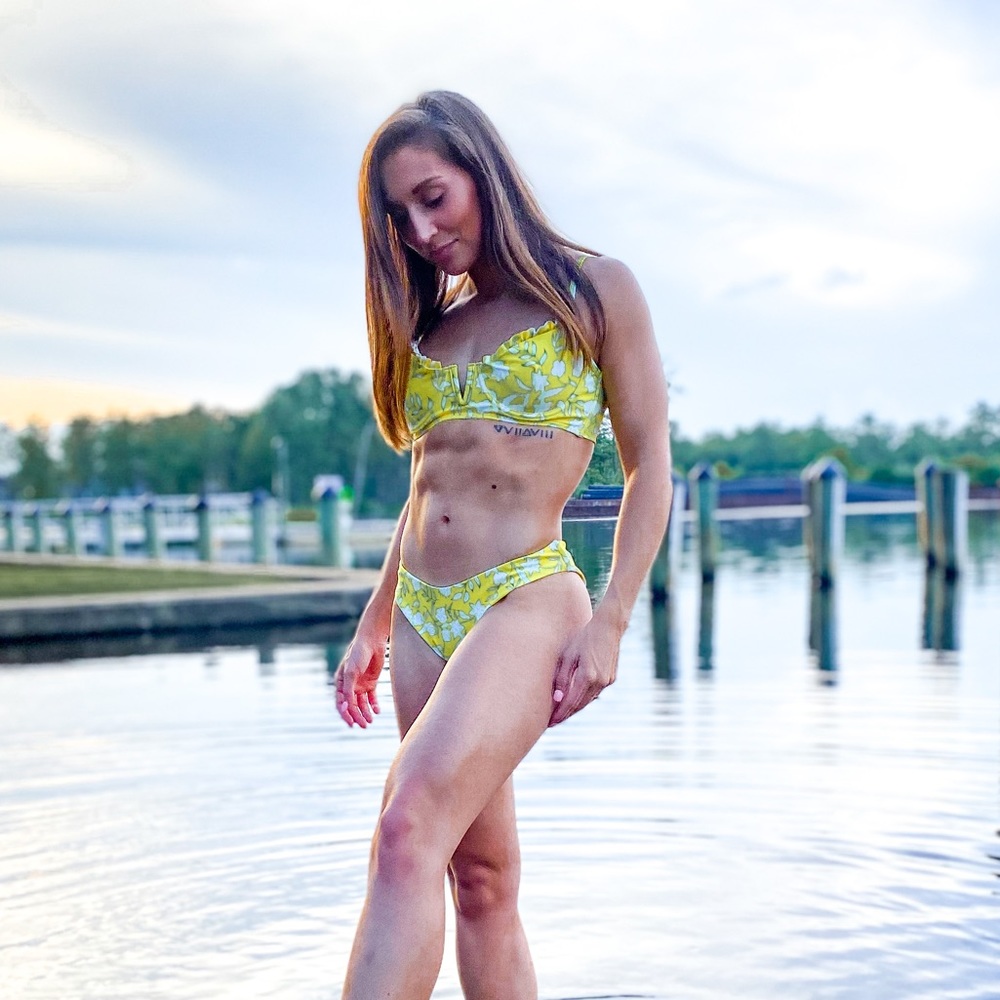 Yellow print bikini